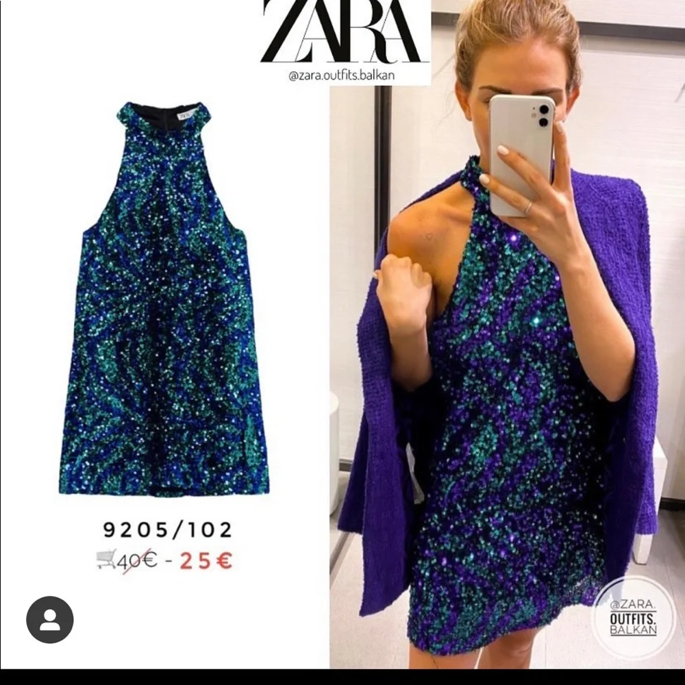 New Zara Sequins Mini Halter Dress - Picture 6 of 6